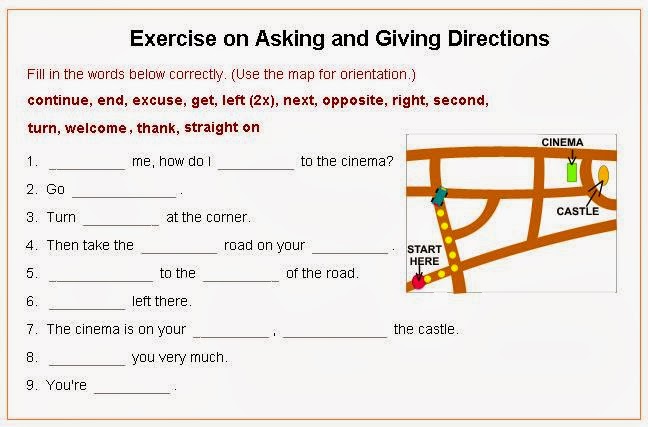 giving directions homework